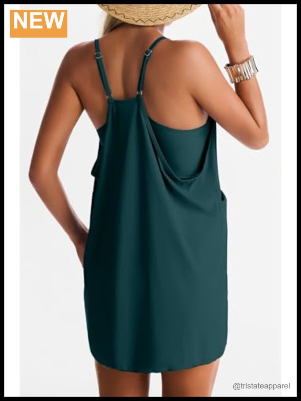 One Piece Swimdress Swimsuit Women Built in Shapewear V Neck - Picture 4 of 5